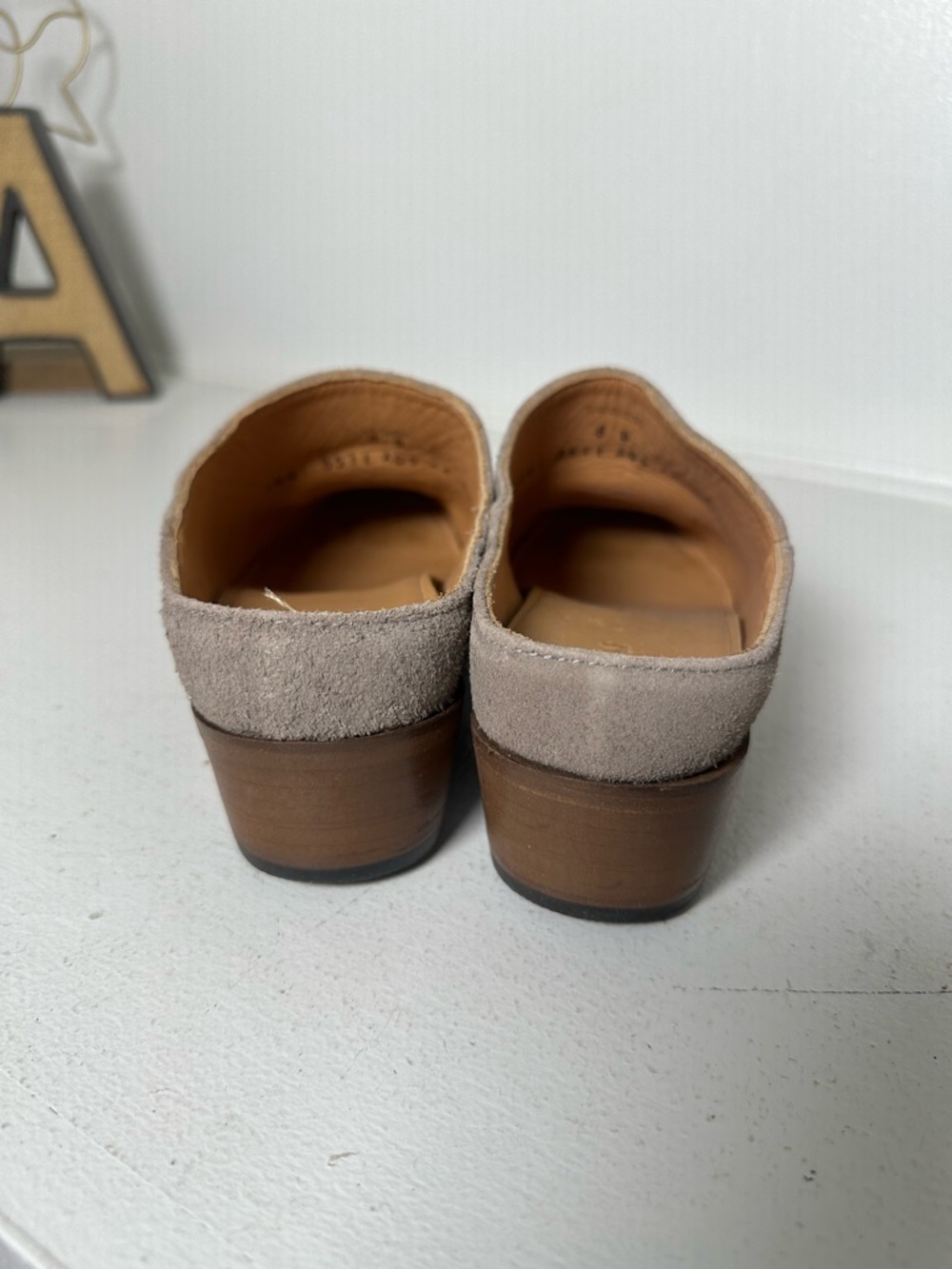 Tecovas Suede Mule Booties Womens 8B Taupe Western Slip On Heeled Mules - Picture 5 of 9